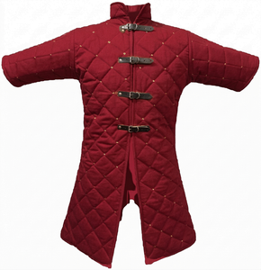 เสื้อกั๊กแกมเบสันยุคกลาง แขนสั้น บุนวม ทำมือจากผ้าฝ้าย พร้อมหัวเข็มขัดสำหรับชุดประวัติศาสตร์และการแสดงบทบาทสมมติ - Product Image 1