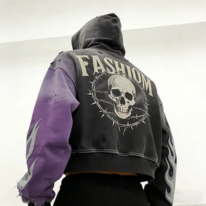 Sudadera Oversize de Estilo Urbano con Estampado Digital Azul Lavado al Ácido, Ecológica, de Alto Gramaje (330 GSM), con Efecto Desgastado y Logotipo Personalizado OEM - Product Image 2