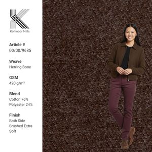 Tela de Espiga de Algodón y Poliéster, 420 GSM, Gruesa, Cepillada por Ambos Lados, 76% Algodón, 24% Poliéster, Transpirable y Duradera - Product Image 1
