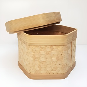 Cajas redondas de pan de bambú, respetuosas con el medio ambiente, para fiestas, verduras, tejidas, caja natural - Product Image 3