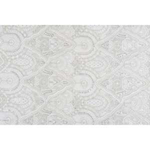 Tissu à paillettes teignable en Georgette avec broderie, blanc cassé géométrique uni, 44 pouces de large, vendu au mètre - Product Image 1