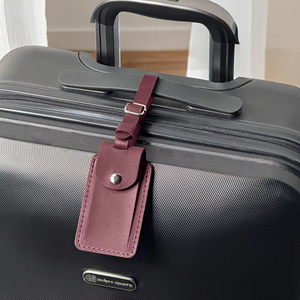 Personalized Genuine Leather Luggage Tags Travel Bag Tags Privacy Flap Suitcase <b>Name</b> <b>Labels</b> Custom Foil LMP-0243 - Product Image 1