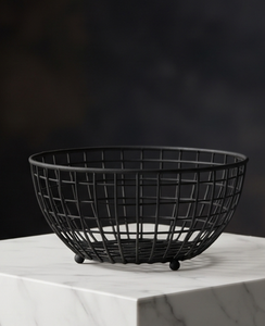 Custom Black Metal Wire <b>Fruit</b> <b>Storage</b> Basket Deep Grid Decorative Bread Holder Modern Kitchen Stand - Product Image 2
