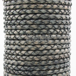 5mm Antique <b>Braided</b> Leather <b>Cord</b> Black Matt Dark Brown Matt Natural Round Vintage Bolo Leather Strap Export Quality Supplier - Product Image 2