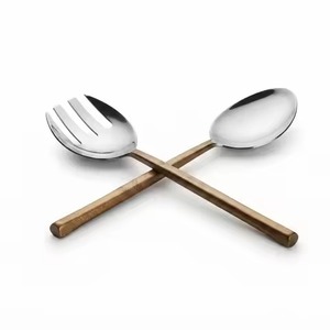 Ensemble de service à salade en cuivre plaqué, fourchette et cuillère en métal poli miroir, design minimaliste, couverts de fête résistants à la rouille - Product Image 5