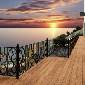 Rampe de balcon élégante en fer forgé, balustrades de balcon en métal durables, design décoratif extérieur, finition résistante à la rouille - Product Image 4