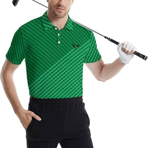 Camisa Deportiva Casual de Golf para Hombre, Tejido Geométrico Verde, 100% Poliéster, Secado Rápido, Manga Corta - Product Image 2