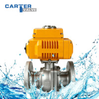 Válvula de Bola Eléctrica Carter con Brida SS316 CF8M de 3 Piezas, Brida FF, Modulación 4-20mA, Resistente a la Corrosión, para Aceite y Gas, PN25 DIN CE