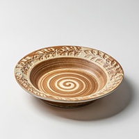 Porzellan-Teller & Geschirr Sushi-Teller Keramik Tiefer Teller Handbemalte Spirale Wabi-Sabi Tischkunst