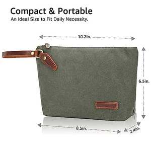 Pochette en toile avec dragonne, grand sac à maquillage, portefeuille et sac à main pour téléphone, avec sangle en cuir, pour femmes et hommes - Product Image 2