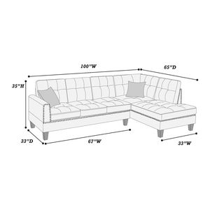 Set Divano Componibile 2 Pezzi in Tessuto Simil Lino Color Caffè Scuro, Divano LAF e Chaise Longue RAF, Arredamento per Soggiorno - Product Image 6