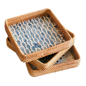 Exportateur direct - Plateau en rotin nacre, décoration artisanale, fait main, Vietnam - Product Image 1