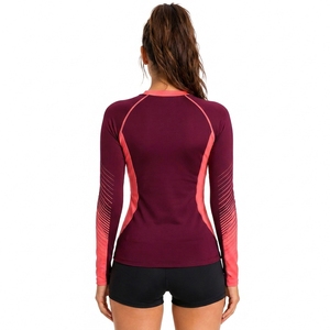 <b>Women</b> Long Sleeve <b>Rash</b> <b>Guard</b> Quick Dry Swim Shirt Spandex Polyester Stretch Top Adult Size - Product Image 2