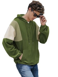 Sweat-shirt à capuche surdimensionné pour homme en polaire, avec blocs de couleur et manches raglan, décontracté pour l'automne - Product Image 3