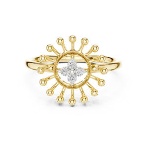 Anillo de Oro Amarillo de 14K con Diamante Cultivado en Laboratorio, Corte Redondo, para Mujer |   Regalo de Aniversario |   Diamante Cultivado Nuevo - Product Image 1