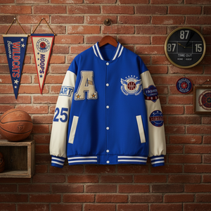 Custom Hip Hop Varsity Jacket Vintage Embroidered Letterman Baseball Jacket Unisex Streetwear <b>Coat</b> - Product Image 1