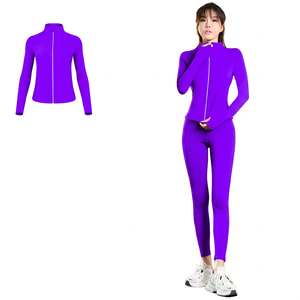 Conjunto Deportivo Vintage para Mujer, Cuello Alto, Ajustado, Cortavientos, Transpirable, Tallas Grandes, Chaqueta Larga para Running, Fitness y Pilates - Product Image 6