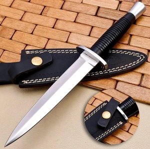 Cuchillo de Comando de Acero Inoxidable con Hoja de Punta de Lanza, Mango de Goma, Grosor de 0.6 mm, Funda Negra Incluida - Product Image 3