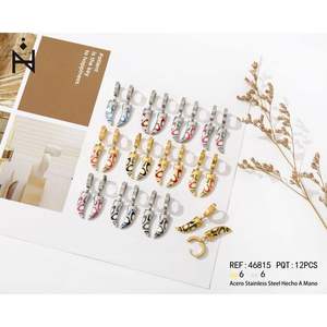 Orecchini rettangolari alla moda in acciaio inossidabile dipinti a mano, set da 12 pezzi, gioielli alla moda per donna, accessori. - Product Image 1