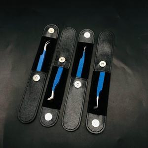 Pince à épiler d'extension de cils bleue enduite de poudre professionnelle en acier inoxydable massif avec prise en diamant Extension de cils pointue - Product Image 2