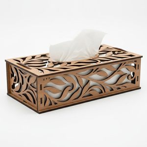 Wooden Printed Tissue And Napkin Organizer Container Box Premium Decorative <b>Storage</b> For Home Office Kitchen <b>Tabletop</b> Use - Product Image 3