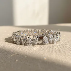 Bracelet tennis en or blanc 18 carats avec diamants de laboratoire taille poire 14,00 CT, clarté VVS2, couleur F, certifié IGI, bijoux pour femme - Product Image 2
