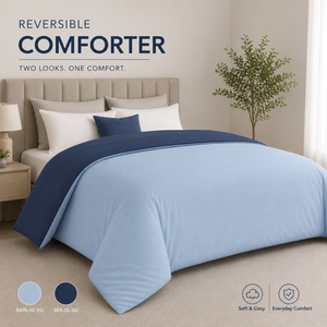 Luxury 300 GSM Dual Tone Sky Blue & Navy Blue Polymix Fabric Comforter Ultra Soft Breathable All Season <b>Quilt</b> Hotel Home <b>Bedding</b> - Product Image 3