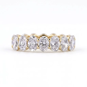 950 Platinum 1.75 TCW Oval Lab Grown Diamond CVD Diamond Wedding Eternity Band Seven Stone Band for Her Matching Wedding Band - Product Image 5