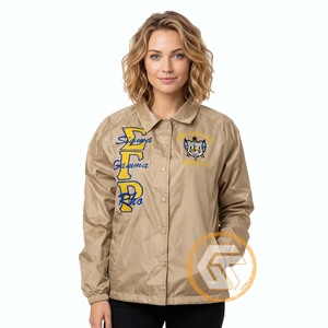 GREEK TREASURES Veste décontractée pour femmes Sigma Gamma Rho, 100% polyester, imperméable, coupe-vent, respirante, design brodé - Product Image 1