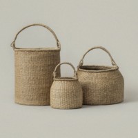 Panier en jonc de mer tissé à la main, offre à prix réduit, paniers d'herbe de mer naturelle, paniers en paille de raphia