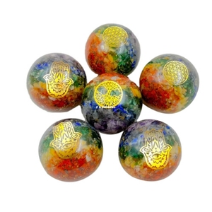 Esfera de Orgón de 7 Chakras Hecha a Mano con Piedras Semipreciosas, Portátil, Venta al por Mayor, Compra de Gemas Metafísicas, Gujarat, India F S - Product Image 1