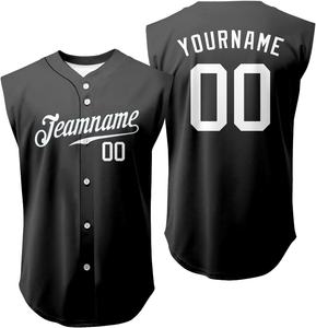 Design personnalisé Maillot de baseball solide sans manches Gilet à boutons complets Maillot de baseball sans manches avec nom personnalisé - Product Image 3