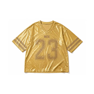Camiseta Deportiva Unisex con Cristales y Pedrería, Estilo Fútbol Americano, Cuello en V, Transpirable, Venta al Por Mayor, Personalizable, Fabricante - Product Image 3