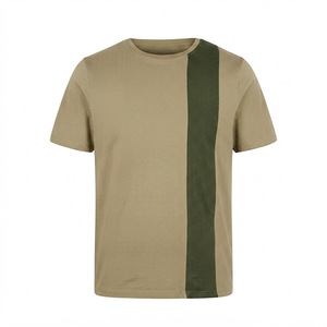 T-shirt en tricot à col rond et manches courtes pour homme, avec blocs de couleur et bordure contrastante, coupe classique, design uni décontracté - Product Image 6