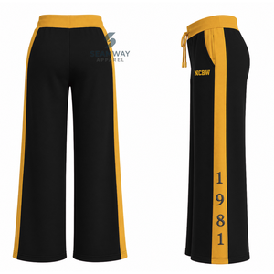 NCBW Women's Color Block Workout Set <b>Turtleneck</b> Crop <b>Top</b> Loose Fit Drawstring Pants Sorority Sportswear Tracksuit - Product Image 5