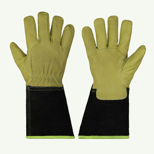Gants de soudage TIG en cuir de chèvre et croûte de cuir de vache de qualité supérieure, résistants à la chaleur, à manchette longue, pour la sécurité industrielle et la protection des mains - Product Image 3
