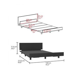 Base de Cama Doble Negra Tapizada para Dormitorio, Muebles Tapizados - Product Image 3