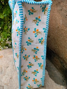 Bolsa de Mano de Algodón Acolchada Hecha a Mano con Cierre de Cremallera y Bordado, Bolsa de Compras Reutilizable Ecológica para Mujer - Product Image 2