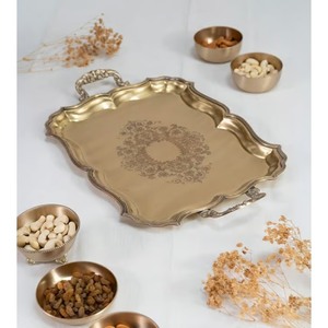 Artisan Crafted Metal <b>Tray</b> With Textured Border And Bright Surface Ideal For Showrooms And Boutique Displays - Product Image 6