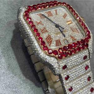 Hip Hop Jewelry <b>Watch</b> Round Cut Vvs Lab Grown Moissanite Diamond <b>Watch</b> Rubber Strap Handmade Mechanical <b>Watch</b> - Product Image 1