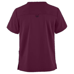 เสื้อสครับคอวีสามกระเป๋าสำหรับผู้ชาย เสื้อสครับทางการแพทย์ที่ใส่สบายสำหรับผู้ชาย เสื้อสครับคอวีสีแดงเบอร์กันดีสำหรับผู้หญิงพร้อมกระเป๋าสามช่อง - Product Image 3