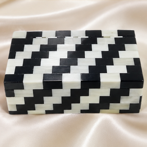 Luxury Decorative Black and White Bone Inlay <b>Box</b> Set | Handmade Premium <b>Storage</b> Organizer <b>Box</b> for Elegant Home Decor and Gift - Product Image 4