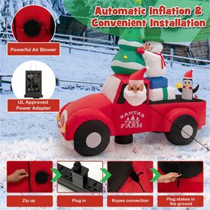 8ft Colorful Festive Design <b>Inflatable</b> Santa <b>Car</b> Decor LED Lights Christmas Outdoor Holiday Yard Yard Decorations - Product Image 5