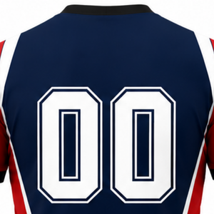 Custom Navy Blue Red White Sublimated Volleyball Jersey Short Sleeve Team Sports Clothing Match Competition Performance Shirt - Product Image 6