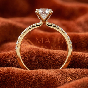 Gold Oval Cut Moissanite Ring Pave Engagement Bridal Jewelry <b>Gift</b> for Women Wedding Ring - Product Image 3
