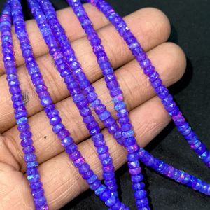 Perles facettées en opale éthiopienne violette AAA, 4-5 mm, brin de 16 pouces, pierres précieuses naturelles, opale de feu Welo pour la fabrication de bijoux - Product Image 2
