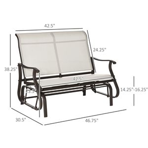 Panca a dondolo doppia da giardino/patio con seduta in rete bianco crema e struttura in acciaio - Product Image 3