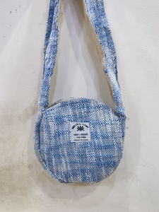 Sac bandoulière rond en chanvre naturel, motif géométrique, en lin, écologique, style bohème pour femme, fabriqué à Hawaï - Product Image 2