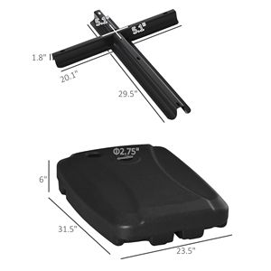 Pesi per Ombrelloni Quadrati da 2,7m e 3m con Ruote, Capacità fino a 75 kg, Riempibili con Acqua/Sabbia, Base Nera per Ombrellone da 3m (10ft) - Product Image 3