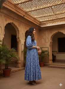 เดรสยาวปานกลางพิมพ์ลายดอกไม้สีแดงเลือดหมู ผ้าฝ้ายสั้นสำหรับฤดูร้อน เสื้อคลุมผู้หญิง คอวี สไตล์ชาติพันธุ์โบฮีเมียน ชุดอินเดีย ซักได้ - Product Image 6